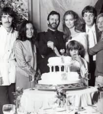 George, Olivia, Ringo, Barbara, Paul, Linda, and child